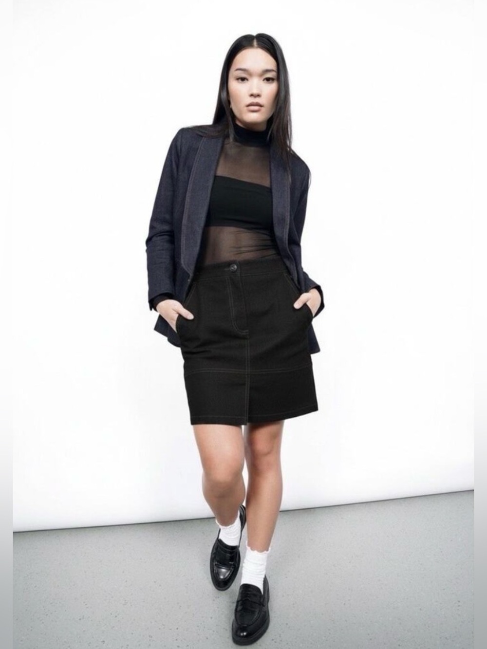 Wildfang Utility Mini Skirt Black Elastic Waist Pockets